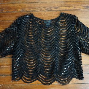 Black Sequin Crop Top